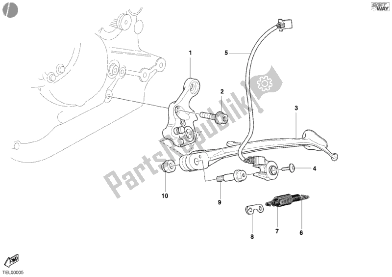 Todas as partes de Suporte Lateral do Ducati Monster 620 Dark USA 2005